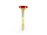 Yellow gold Pear Cut Ruby Cluster Side Stone Solitaire Ring with Prong Setting_26