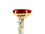 Yellow gold Pear Cut Ruby Cluster Side Stone Solitaire Ring with Prong Setting_29
