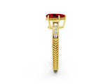 Yellow gold Pear Cut Ruby Engagement Ring with Milgrain Channel Set Band and Prong Setting_2