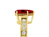 Yellow gold Pear Cut Ruby Engagement Ring with Milgrain Channel Set Band and Prong Setting_5
