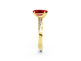 Yellow gold Pear Cut Ruby Engagement Ring with Side Stone Accents and Four-Prong Setting_29