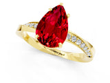 Yellow gold Pear Cut Ruby Engagement Ring with Side Stone Accents and Four-Prong Setting_61