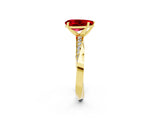 Yellow gold Pear Cut Ruby Engagement Ring with Side Stone Accents and Four-Prong Setting_62