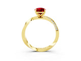 Yellow gold Pear Cut Ruby Engagement Ring with Side Stone Accents and Four-Prong Setting_63