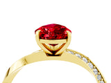 Yellow gold Pear Cut Ruby Engagement Ring with Side Stone Accents and Four-Prong Setting_64