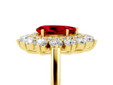 Yellow gold Pear Cut Ruby Floral Double Halo Engagement Ring with Prong Setting_65