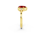 Yellow gold Pear Cut Ruby Halo Ring with Tapered Band and Four-Prong Setting_2