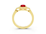 Yellow gold Pear Cut Ruby Halo Ring with Tapered Band and Four-Prong Setting_3