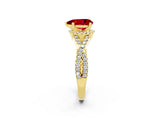 Yellow gold Pear Cut Ruby  Halo Twist Band Solitaire Prong Setting Ring_26