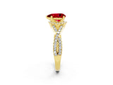 Yellow gold Pear Cut Ruby  Halo Twist Band Solitaire Prong Setting Ring_44
