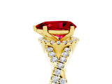 Yellow gold Pear Cut Ruby  Halo Twist Band Solitaire Prong Setting Ring_47