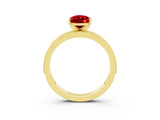 Yellow gold Pear Cut Ruby Milgrain Pavé Engagement Ring with Four-Prong Setting_3