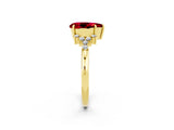 Yellow gold Pear Cut Ruby Ring with Side Stones and Four-Prong Setting_38