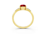 Yellow gold Pear Cut Ruby Ring with Side Stones and Four-Prong Setting_39