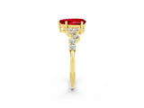 Yellow gold Pear Cut Ruby Scattered Round Accent Ring with Prong Setting_14