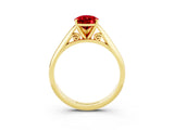 Yellow gold Pear Cut Ruby Solitaire Engagement Ring with Cathedral Setting and Four-Prong Mount_27