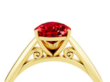 Yellow gold Pear Cut Ruby Solitaire Engagement Ring with Cathedral Setting and Four-Prong Mount_28