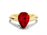 Yellow gold Pear Cut Ruby Solitaire Engagement Ring with Cathedral Setting and Four-Prong Mount_78