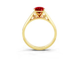Yellow gold Pear Cut Ruby Solitaire Engagement Ring with Cathedral Setting and Four-Prong Mount_81