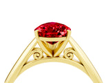 Yellow gold Pear Cut Ruby Solitaire Engagement Ring with Cathedral Setting and Four-Prong Mount_82