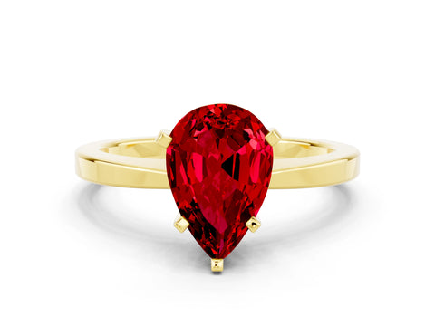 Yellow gold Pear Cut Ruby Solitaire Engagement Ring with Classic Band and Four-Prong Setting_24
