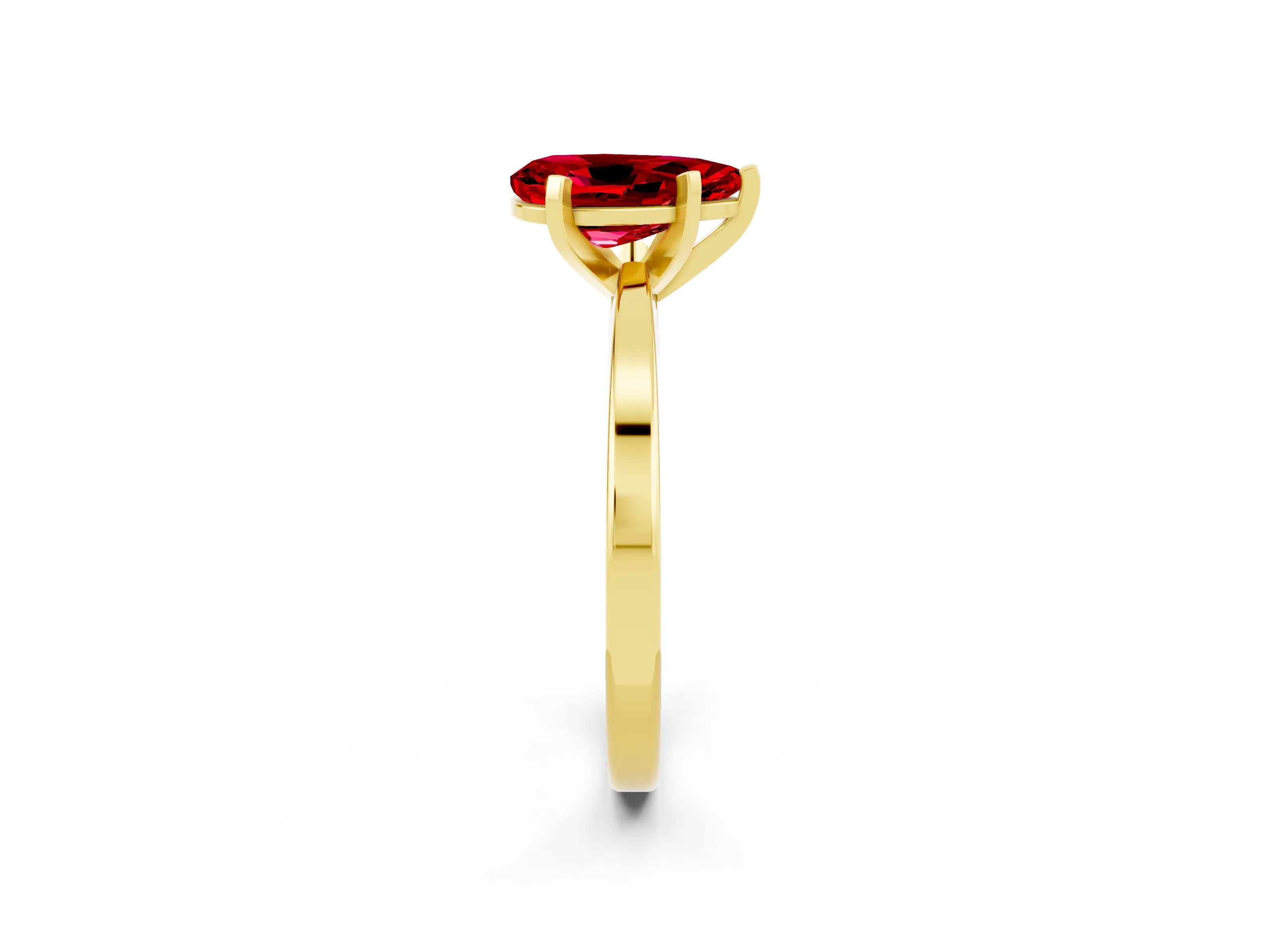 Yellow gold Pear Cut Ruby Solitaire Engagement Ring with Classic Band and Four-Prong Setting_26