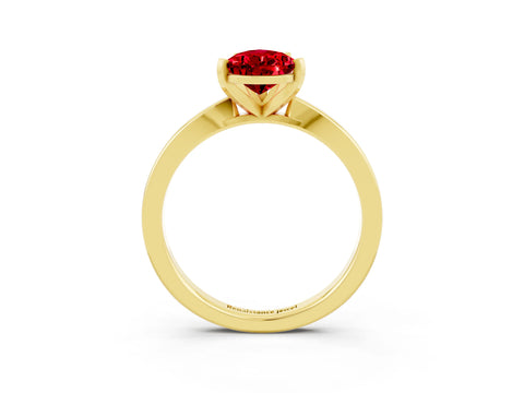 Yellow gold Pear Cut Ruby Solitaire Engagement Ring with Classic Band and Four-Prong Setting_27