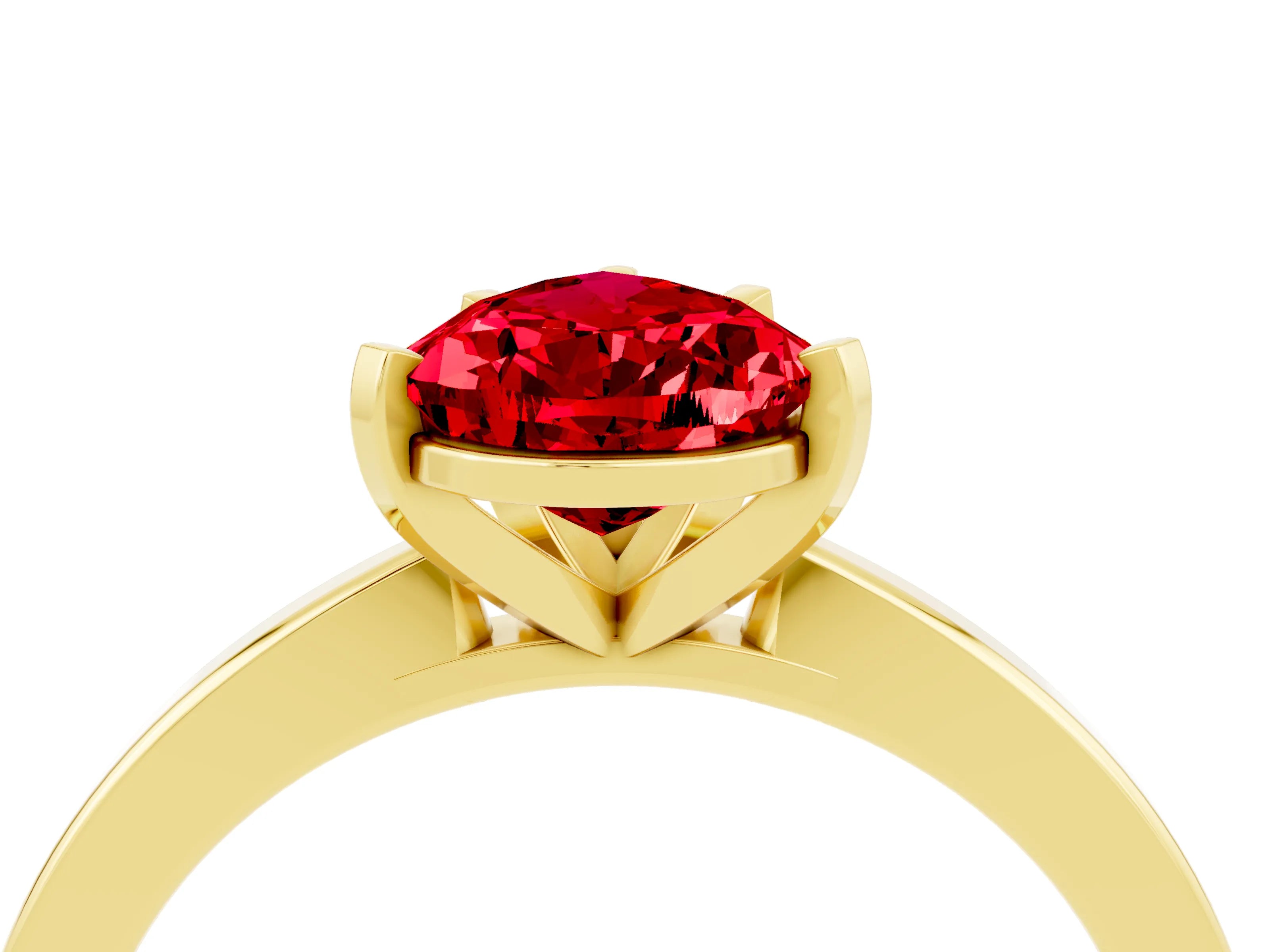 Yellow gold Pear Cut Ruby Solitaire Engagement Ring with Classic Band and Four-Prong Setting_28