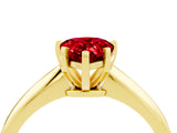 Yellow gold Pear Cut Ruby Solitaire Engagement Ring with Classic Band and Four-Prong Setting_28