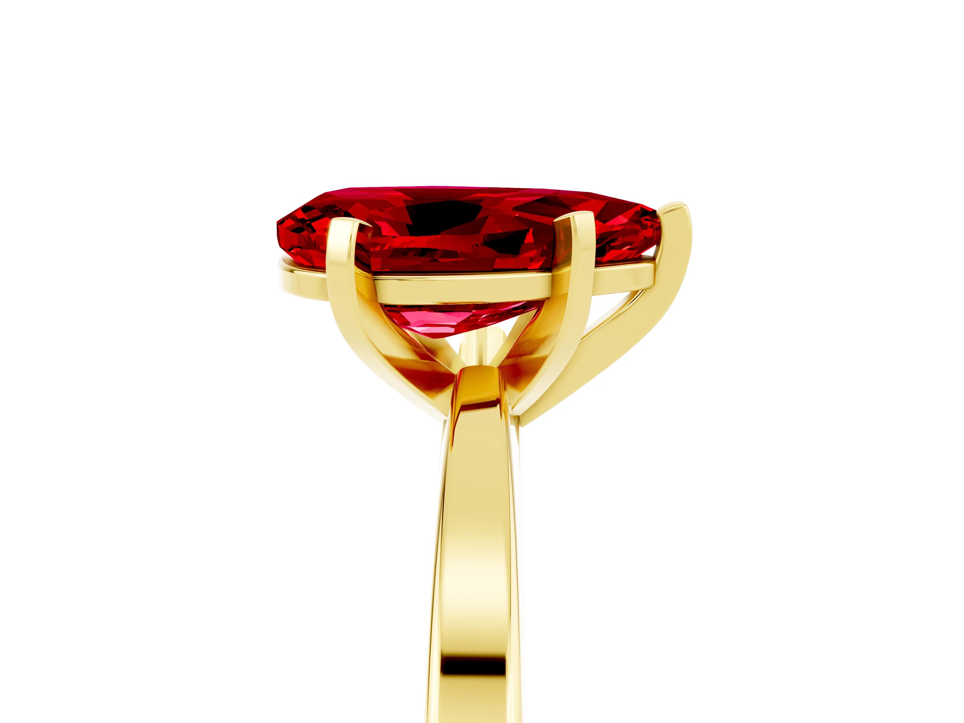 Yellow gold Pear Cut Ruby Solitaire Engagement Ring with Classic Band and Four-Prong Setting_29