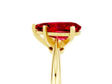 Yellow gold Pear Cut Ruby Solitaire Engagement Ring with Classic Band and Four-Prong Setting_29