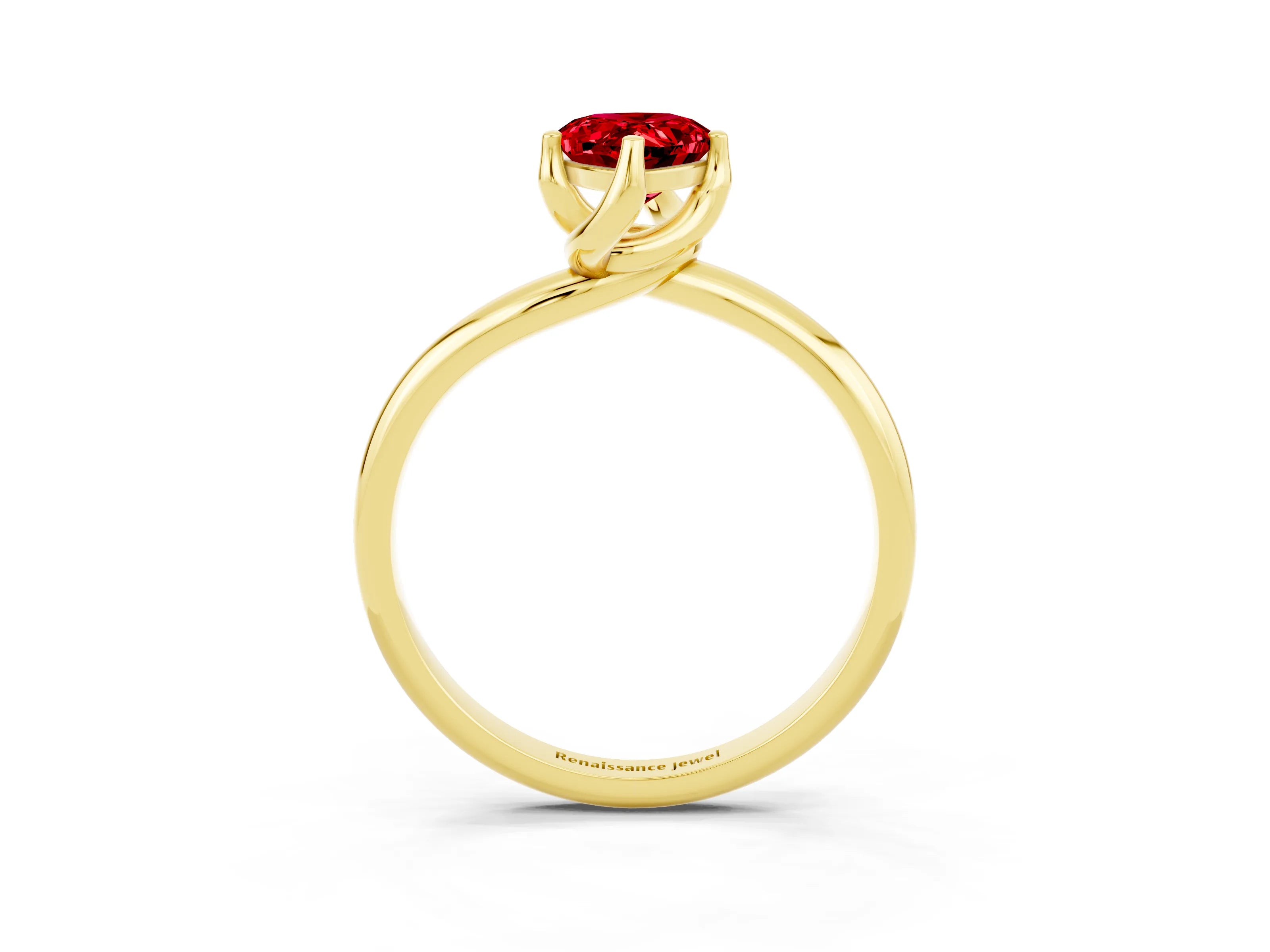 Yellow gold Pear Cut Ruby Solitaire Engagement Ring with Four-Prong Setting and Classic Band_15