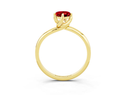 Yellow gold Pear Cut Ruby Solitaire Engagement Ring with Four-Prong Setting and Classic Band_15