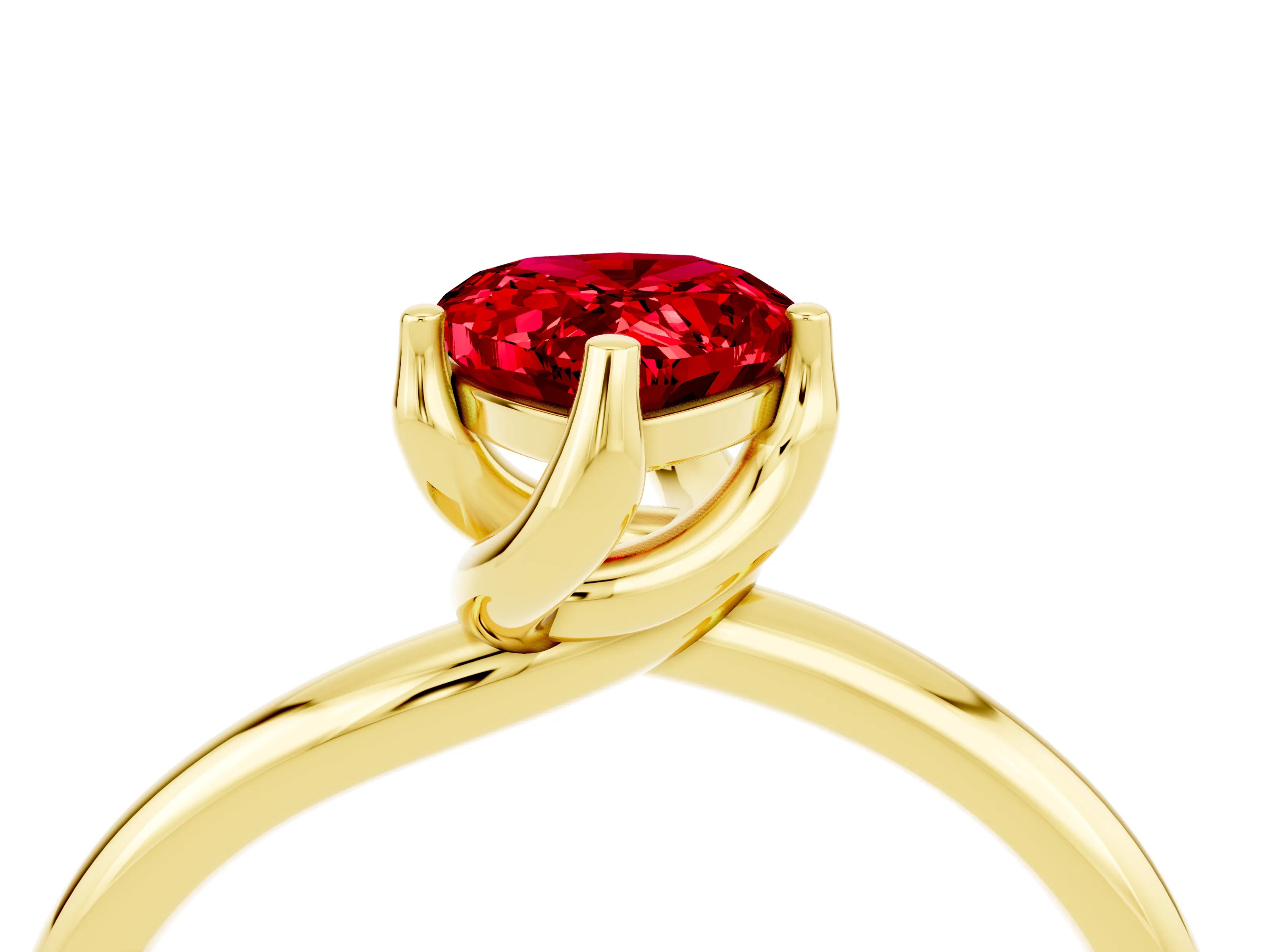 Yellow gold Pear Cut Ruby Solitaire Engagement Ring with Four-Prong Setting and Classic Band_16
