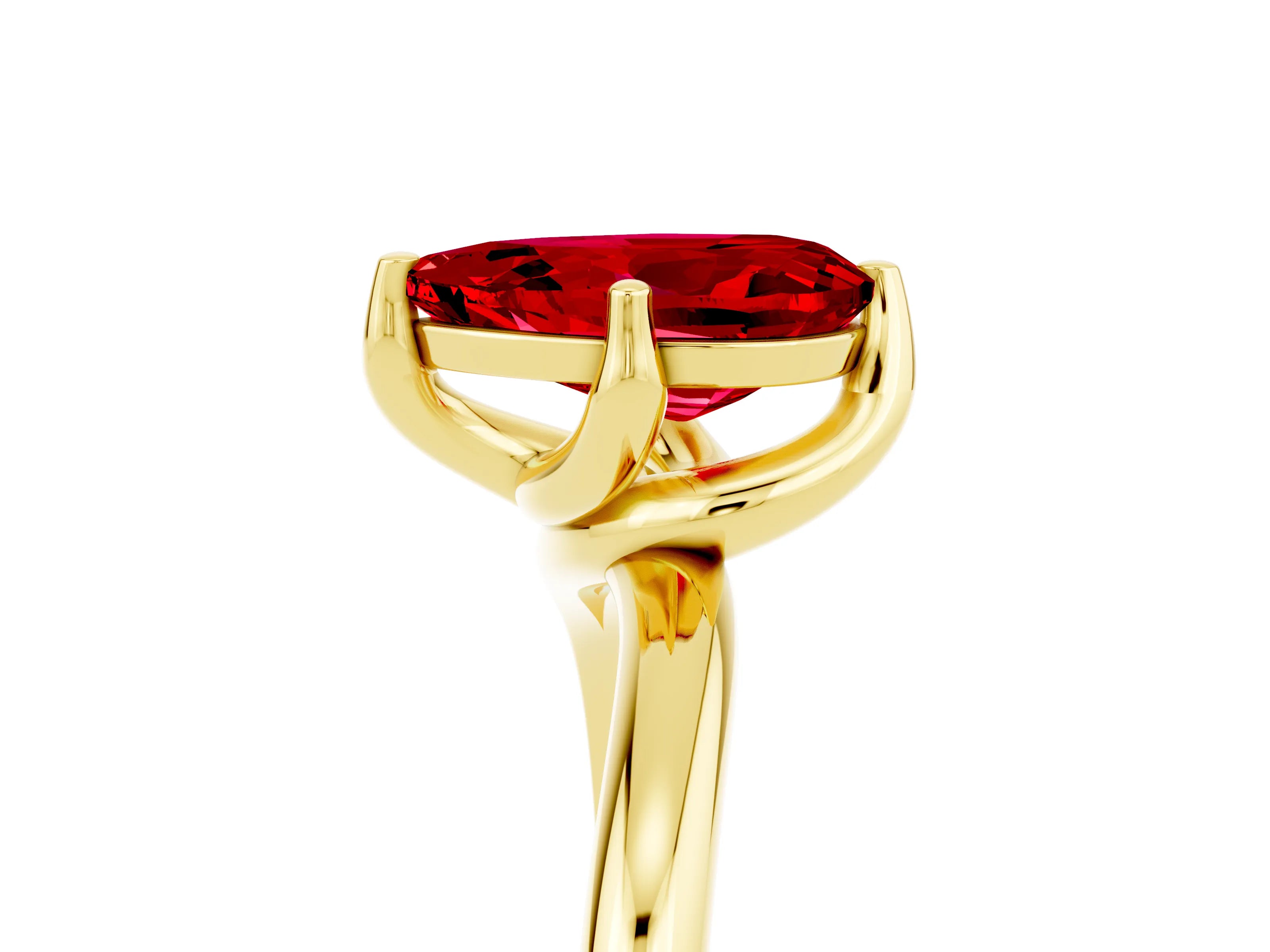 Yellow gold Pear Cut Ruby Solitaire Engagement Ring with Four-Prong Setting and Classic Band_17