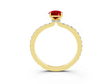 Yellow gold Pear Cut Ruby Solitaire Engagement Ring with Pavé Band and Four-Prong Setting_3