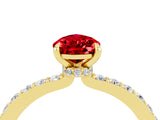 Yellow gold Pear Cut Ruby Solitaire Engagement Ring with Pavé Band and Four-Prong Setting_4