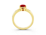 Yellow gold Pear Cut Ruby Solitaire Engagement Ring with Round Band and Four-Prong Setting_3