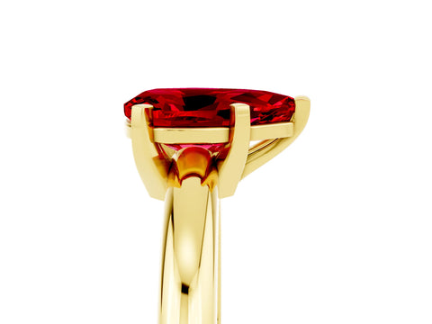 Yellow gold Pear Cut Ruby Solitaire Engagement Ring with Round Band and Four-Prong Setting_5