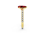 Yellow gold Pear Cut Ruby Solitaire Pavé Band with Four-Prong Setting_2