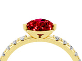 Yellow gold Pear Cut Ruby Solitaire Pavé Band with Four-Prong Setting_4