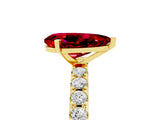 Yellow gold Pear Cut Ruby Solitaire Pavé Band with Four-Prong Setting_5