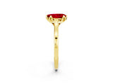 Yellow gold Pear Cut Ruby Solitaire Ring with Flower Prong Setting and Classic Band_14