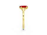 Yellow gold Pear Cut Ruby Solitaire Ring with Flower Prong Setting and Classic Band_40