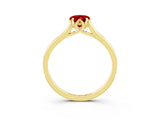 Yellow gold Pear Cut Ruby Solitaire Ring with Flower Prong Setting and Classic Band_41