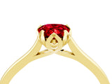 Yellow gold Pear Cut Ruby Solitaire Ring with Flower Prong Setting and Classic Band_42