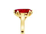 Yellow gold Pear Cut Ruby Solitaire Ring with Flower Prong Setting and Classic Band_43