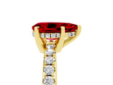 Yellow gold Pear Cut Ruby Solitaire Ring with Pavé Band and Four-Prong Setting_17