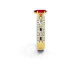Yellow gold Pear Cut Ruby Solitaire Ring with Pavé and Channel Set Band_2