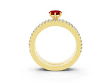 Yellow gold Pear Cut Ruby Solitaire Ring with Pavé and Channel Set Band_3
